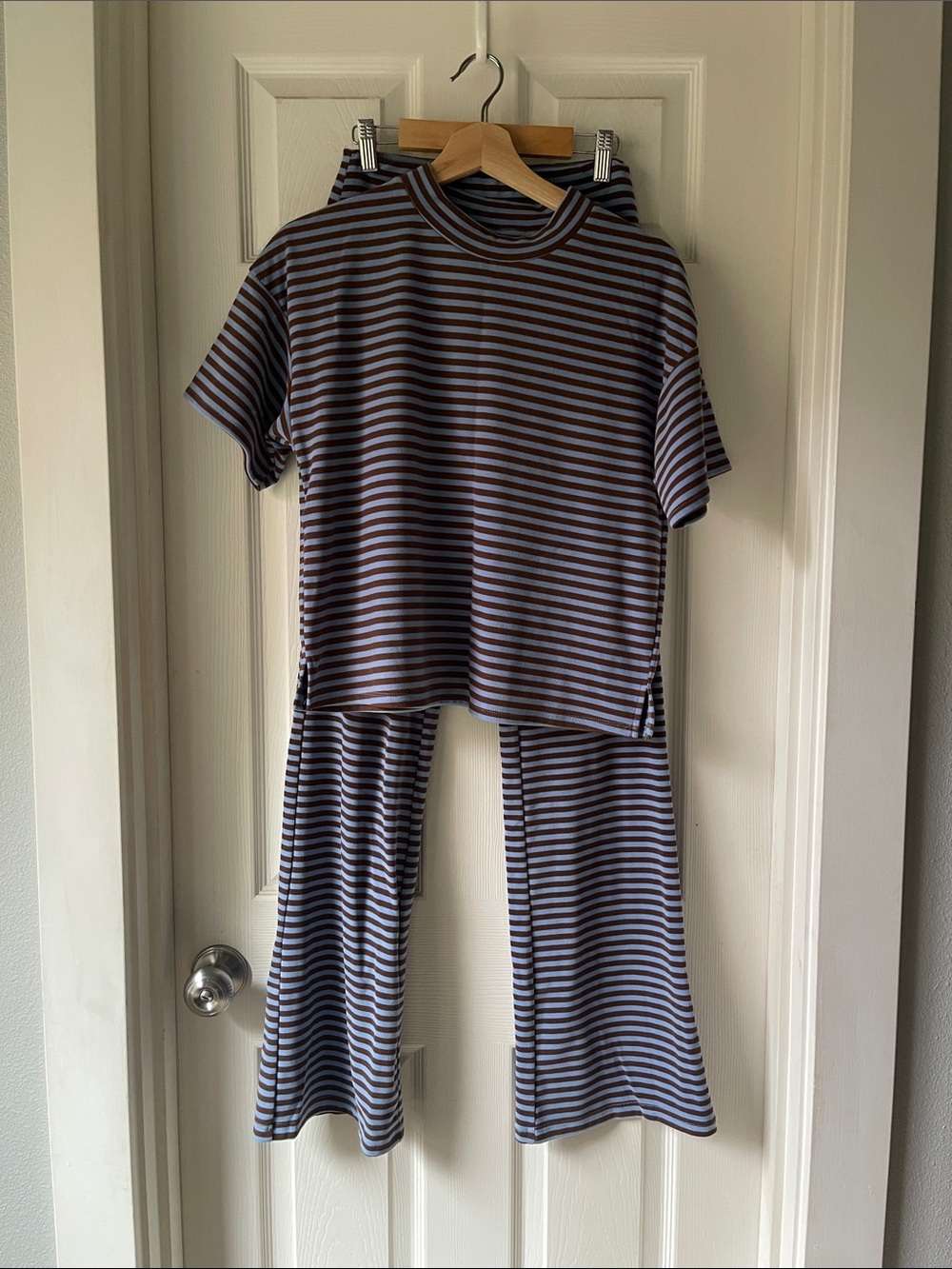 Things Between Brown Blue Striped two piece Matching Pant Set S